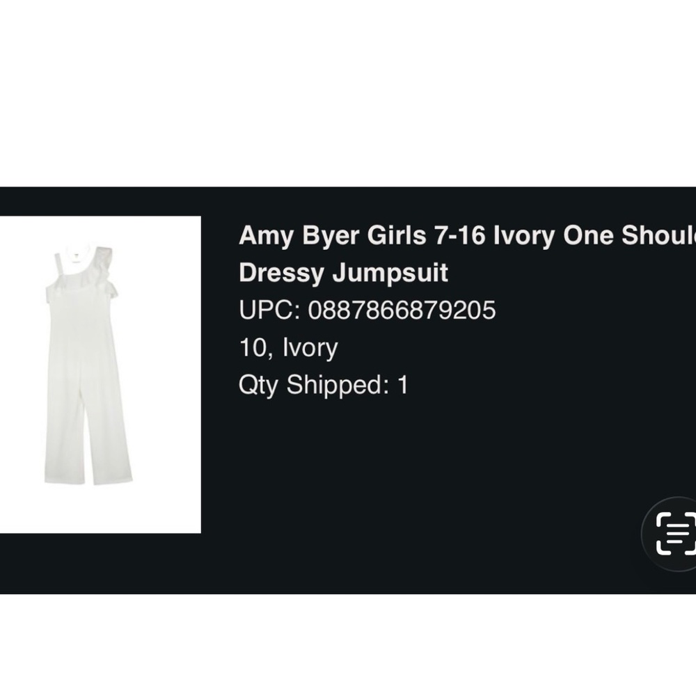 Amy Byer Ivory One-Shoulder Girls' Jumpsuit